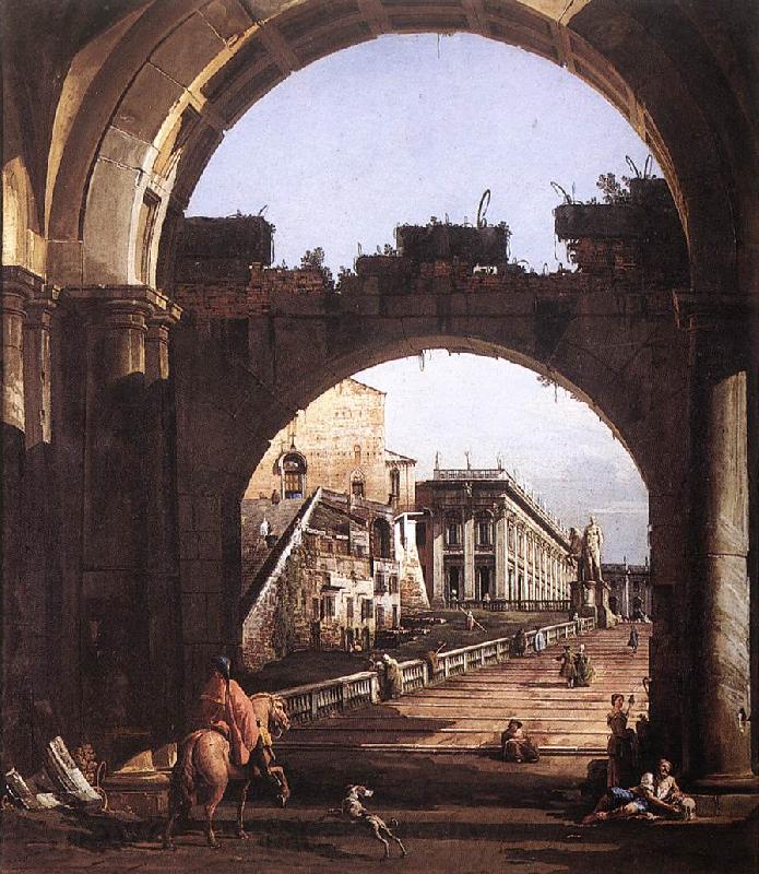 BELLOTTO, Bernardo Capriccio of the Capitol France oil painting art